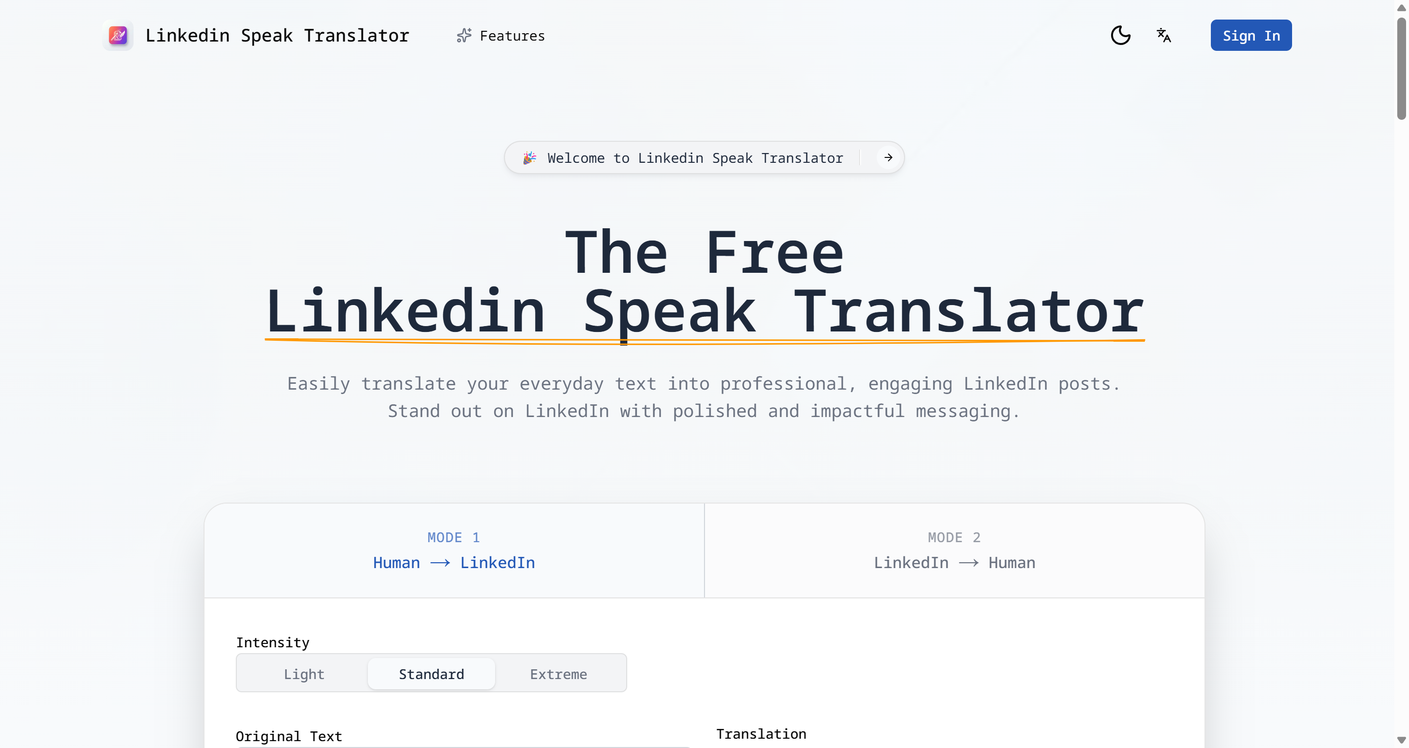 Linkedin Speak Translator | Open-Launch