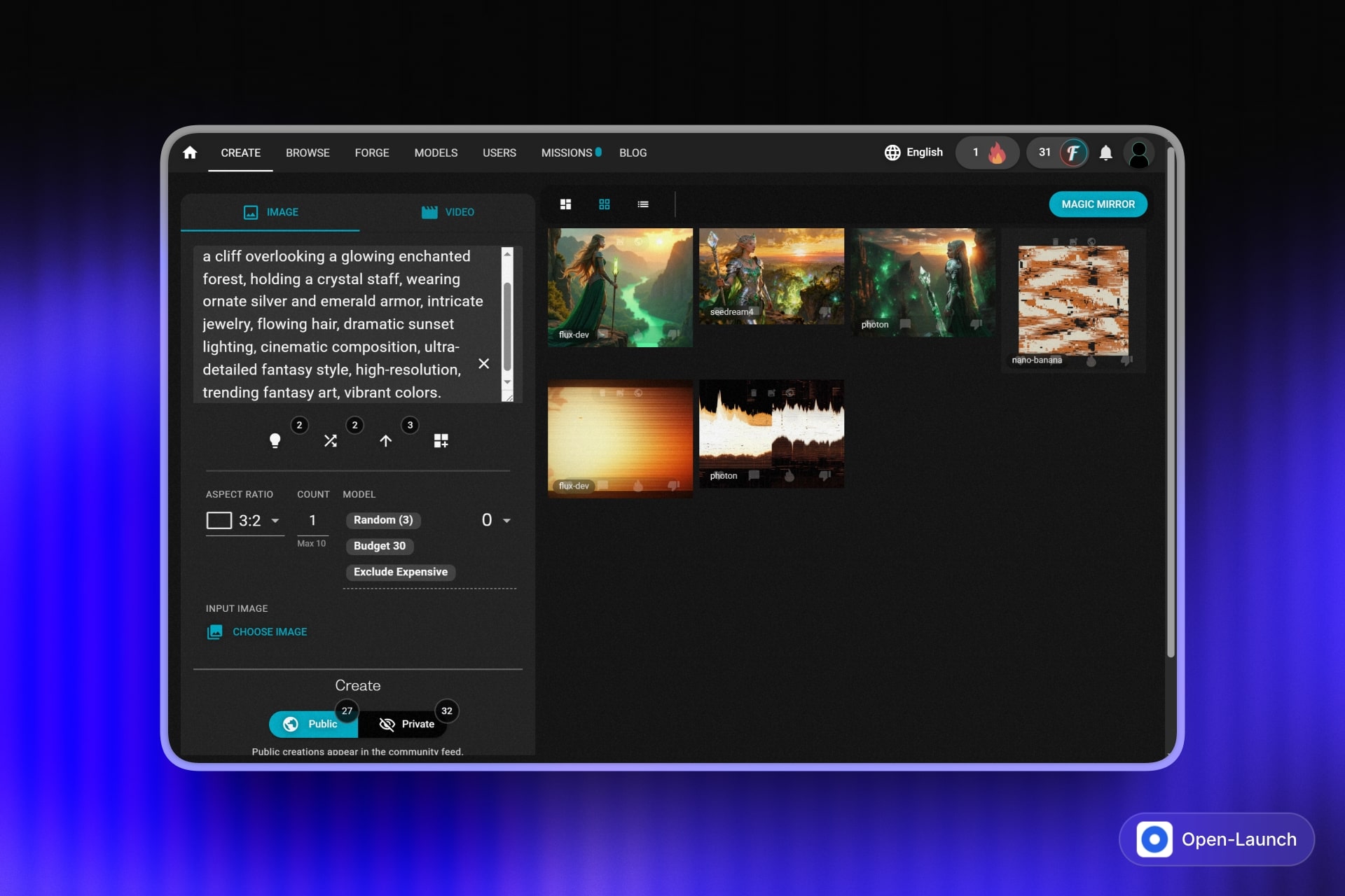 Fiddl.art create dashboard